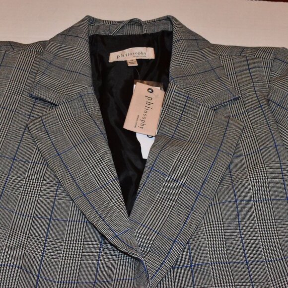 Philosophy Oversized Grey Plaid Blazer Jacket Size 12 - Picture 5 of 14